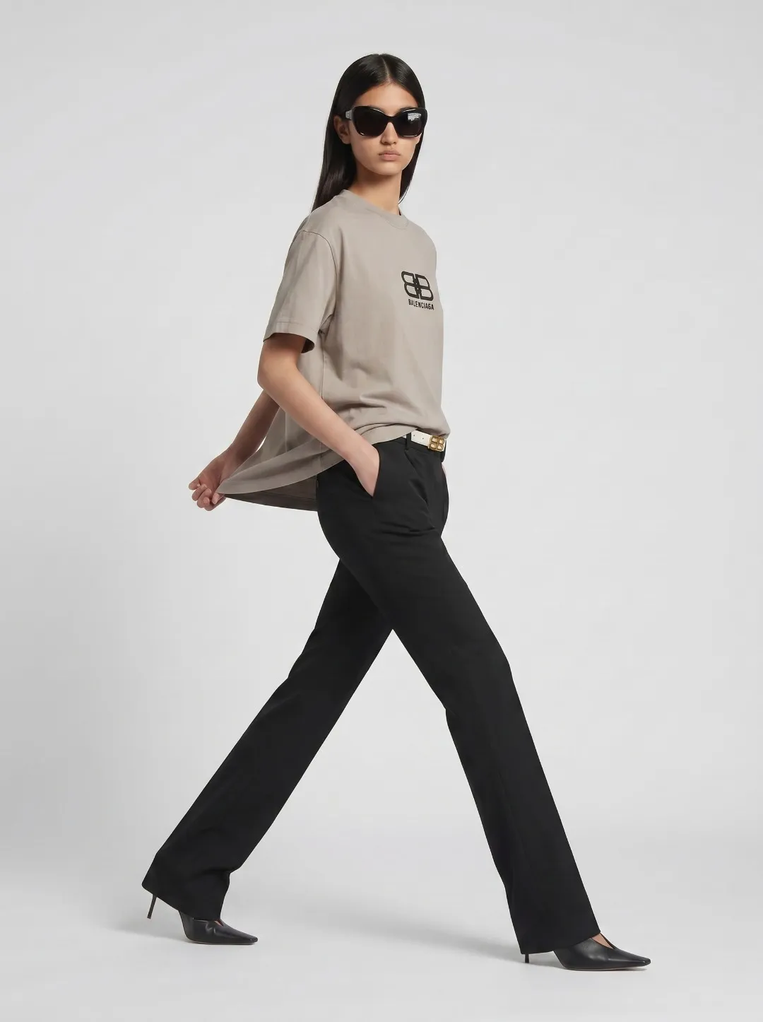 P100✨🔥 [balenciaga] 2026FW short-sleeved T-shirt Premium 26s double yarn 300g fabric, washed with Ma Liang distressed process Color: washed black, washed white, washed Khaki Size: S M L XL 2XL